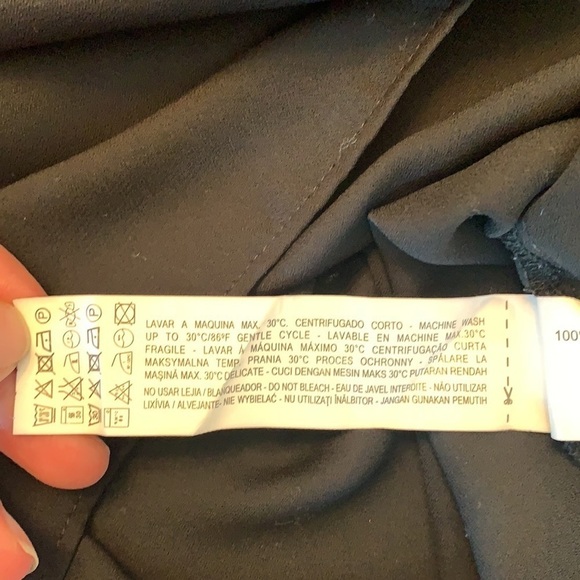 Zara Black Floral Embroidered Asymmetrical Ruffle Boho Blouse Size XS - Picture 14 of 16